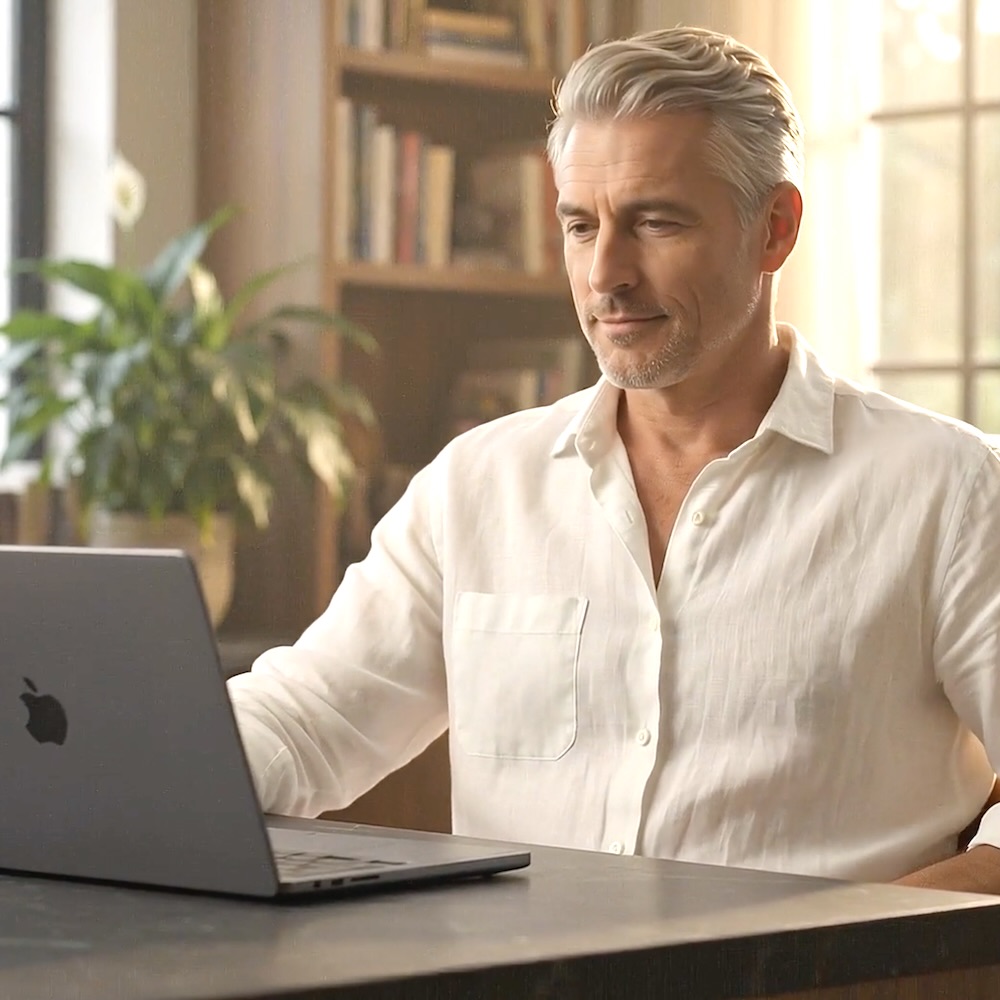 Man confidently managing his income portfolio